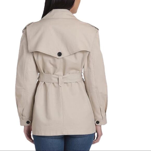 Avec Les Filles  Light Canvas Double-Breasted Trench Coat - Picture 2 of 10